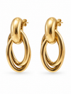 Boucles d’oreilles anneaux ovales entrelacés en acier inoxydable doré – 3,5 cm