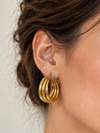 Boucles d'oreilles créoles multi-rangs dorées en acier inoxydable – 4 cm