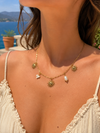 Collier charms soleil et perles en acier inoxydable doré – esprit bohème chic