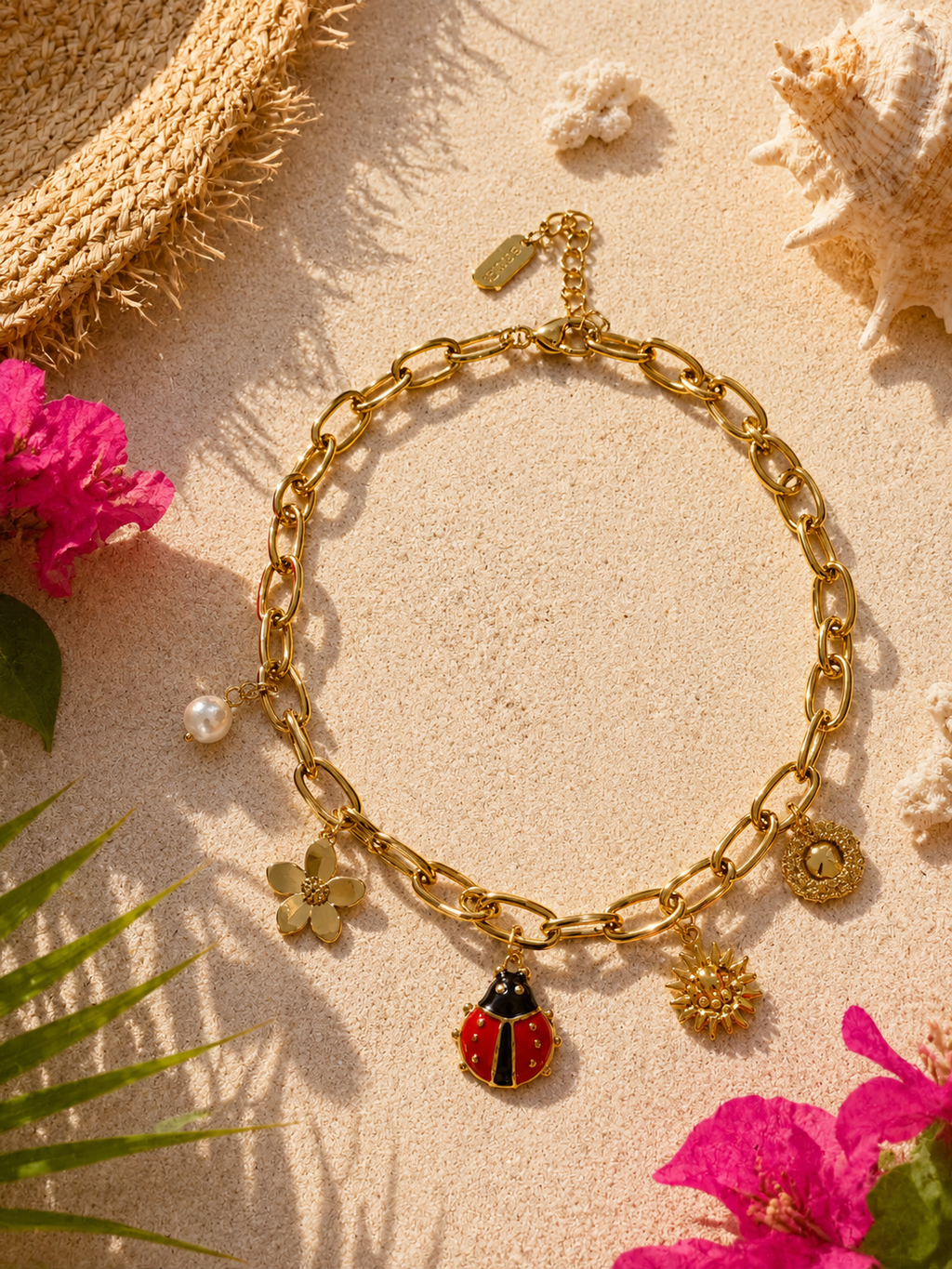 Collier Coccinelle Soleil Doré en Acier Inoxydable | Bijou Bohème Femme