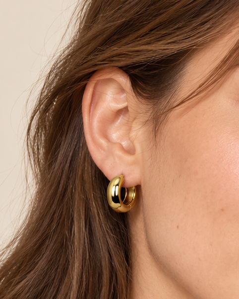 Boucles créoles bombées en acier inoxydable doré ou argenté – 1,8 cm