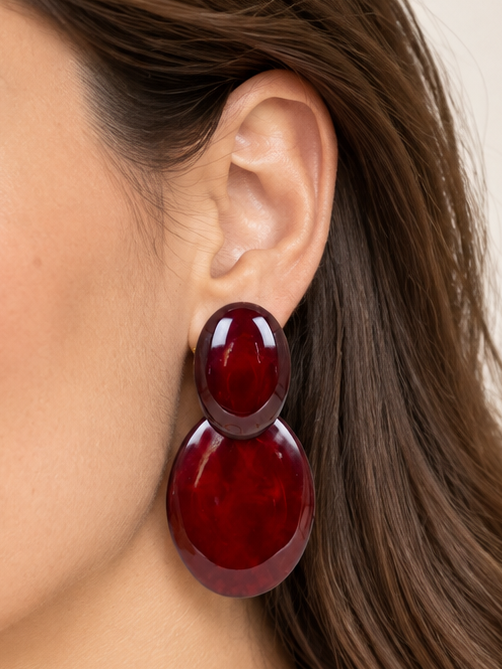 Boucles d’oreilles clips ovales en résine – 6,5 cm