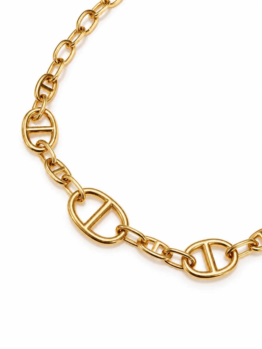 Collier chaîne d’ancre doré en acier inoxydable – 44 cm