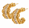 Boucles d'oreilles mini créoles dorées ajourées dentelles strass blanc – 1,5 cm