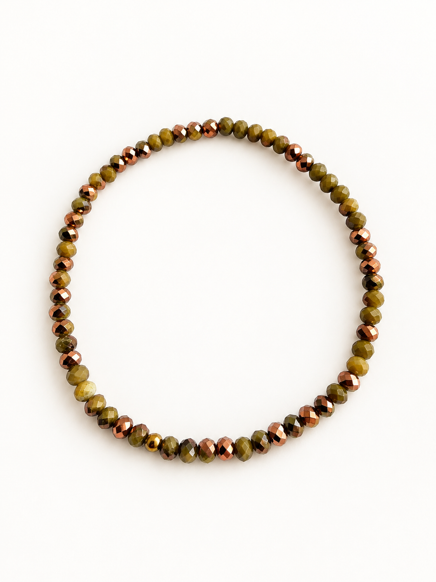 Armband aus vergoldetem Edelstahl – mehrfarbige Perlen aus Jaspis & Rubin-Zoisit – Boho-Chic-Stil
