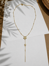 Collier Y fleur dorée en acier inoxydable – Élégance fine et tendance estivale