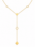 Collier Y trèfle doré en acier inoxydable – style chic et intemporel