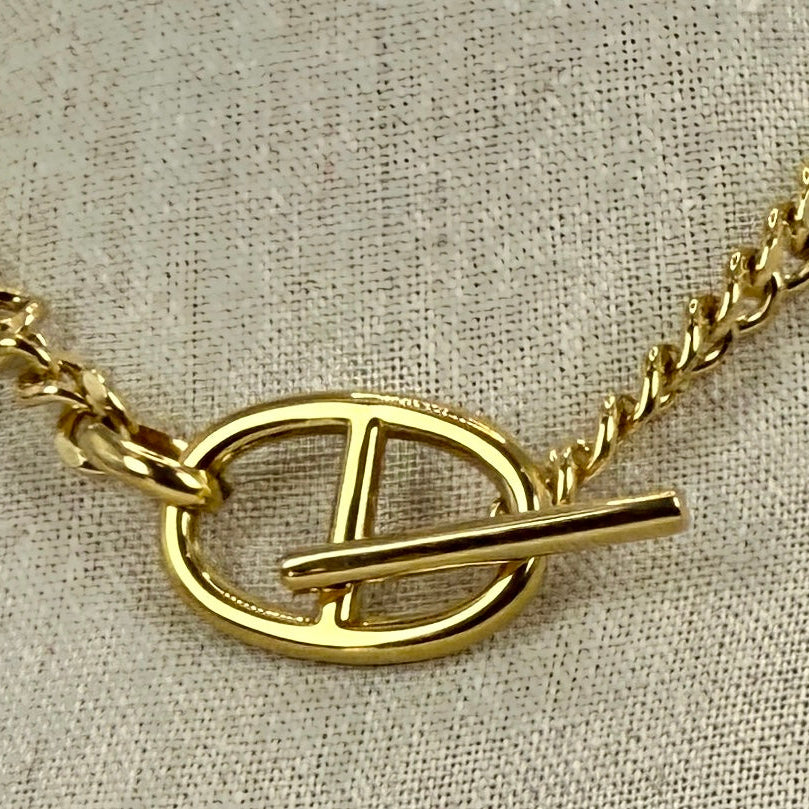 Ankerkettinghalsketting van roestvrij staal – Design knevelsluiting (goud- of zilverkleurig).