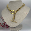 Collier chaîne d'ancre en acier inoxydable – Fermoir toggle design (doré ou argenté).