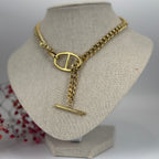 Collier chaîne d'ancre en acier inoxydable – Fermoir toggle design (doré ou argenté).