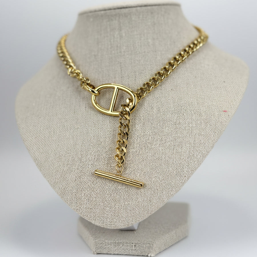 Ankerkettinghalsketting van roestvrij staal – Design knevelsluiting (goud- of zilverkleurig).