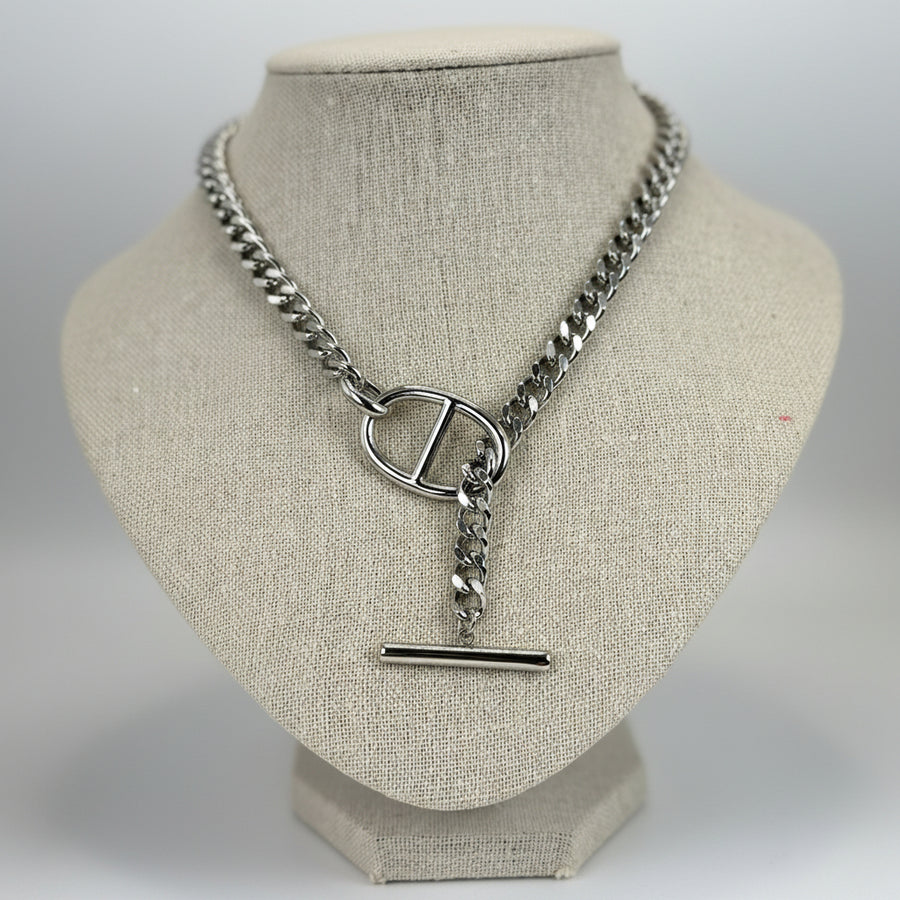 Ankerkettinghalsketting van roestvrij staal – Design knevelsluiting (goud- of zilverkleurig).