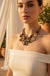 Collier vintage réglable avec breloques dorées et perles marron – Style bohème chic