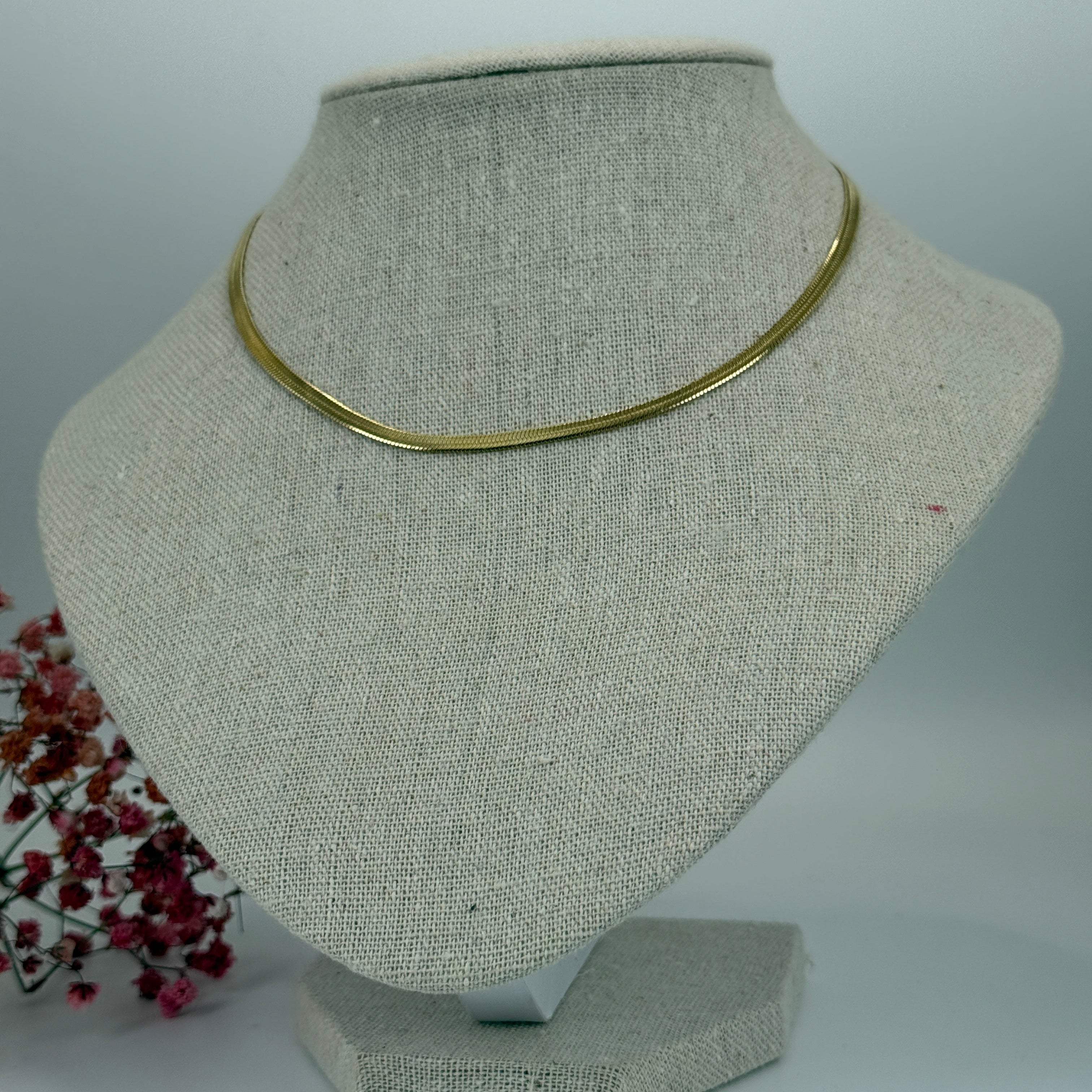 Schlangenhalskette aus Edelstahl – glatte und glänzende verstellbare Kette (goldfarben oder silberfarben).
