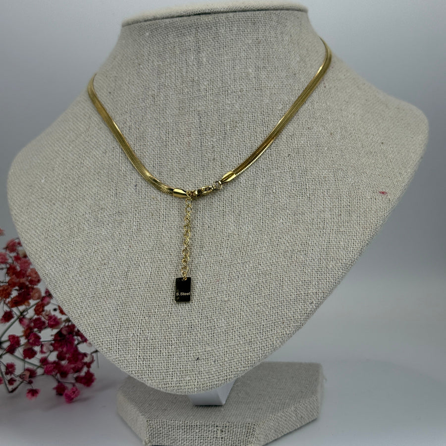 Schlangenhalskette aus Edelstahl – glatte und glänzende verstellbare Kette (goldfarben oder silberfarben).