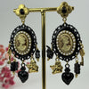 Boucles d’oreilles camée baroques acier inoxydable – Noir & Or