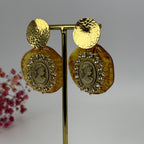 Boucles d’oreilles camée acier inoxydable doré – Style vintage chic