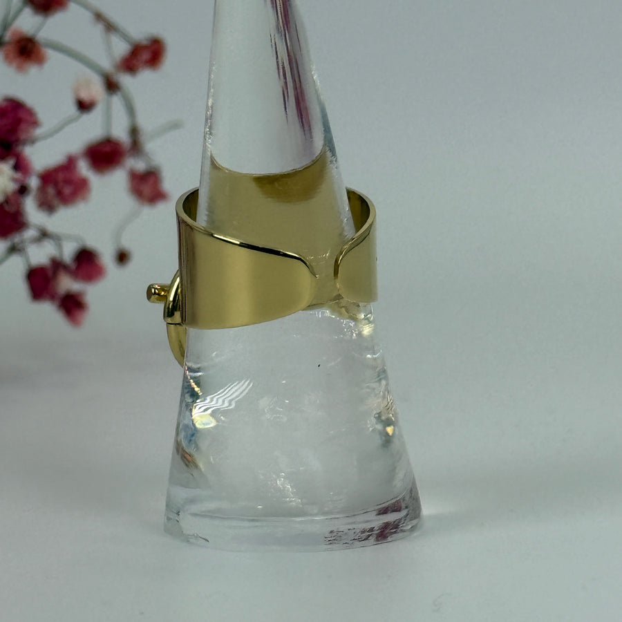 Bague ajustable breloque anneau mobile façon « toggle » en acier inoxydable – Dorée ou Argentée