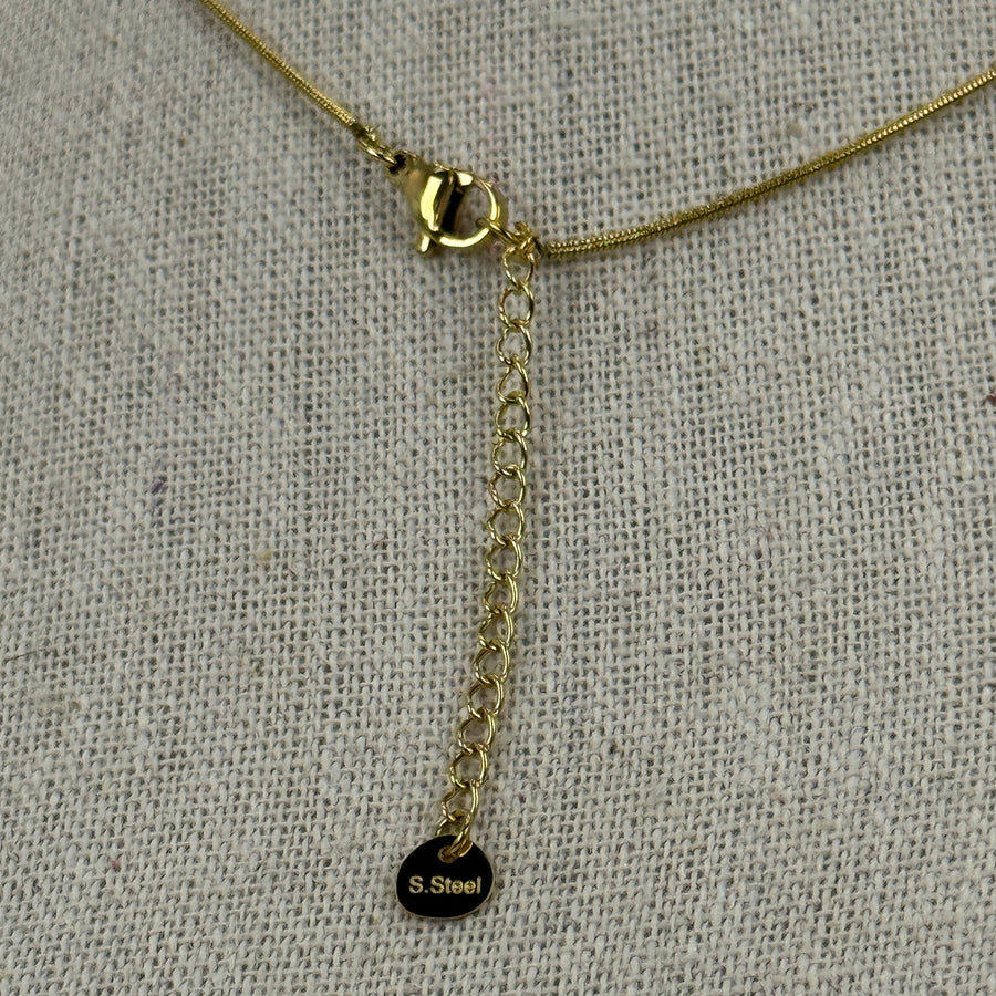 Verstellbare Halskette aus Edelstahl – gehämmerter Fächeranhänger, gold- oder silberfarben