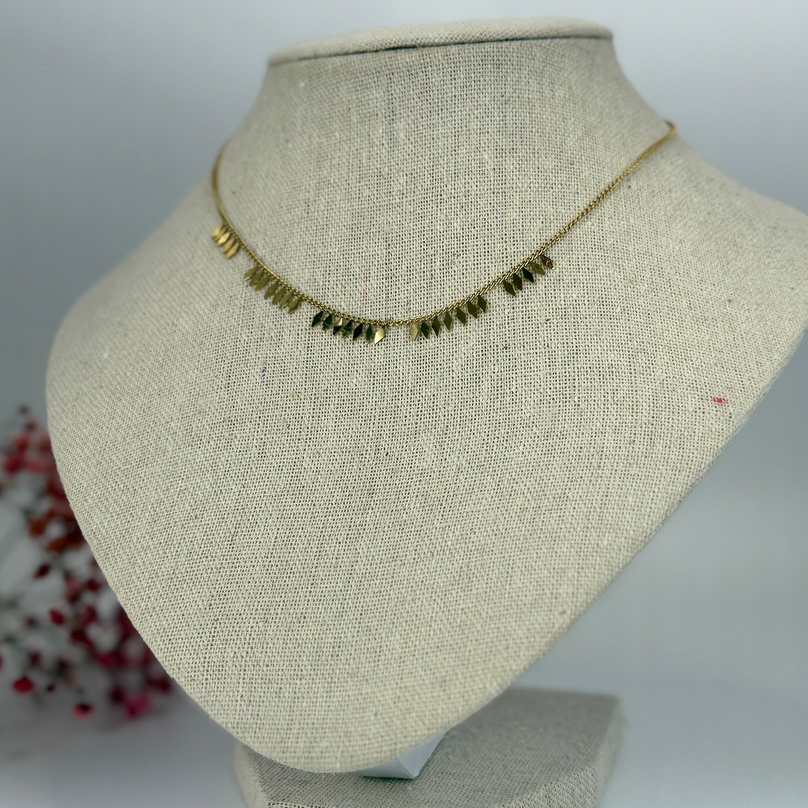 Collier doré en acier inoxydable réglable – Chaîne fine à pampilles brillantes