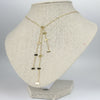 Y-Kette (Lariat) verstellbar aus Edelstahl – feine goldene Kette mit rechteckigen Anhängern.