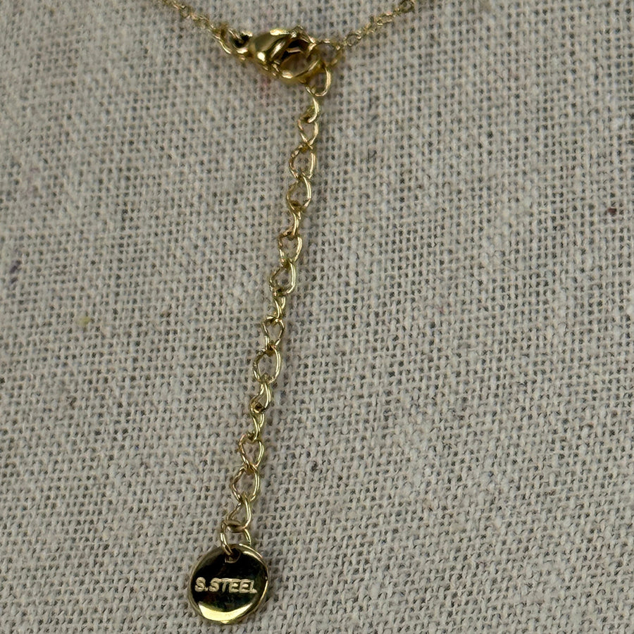 Y-Kette (Lariat) verstellbar aus Edelstahl – feine goldene Kette mit rechteckigen Anhängern.