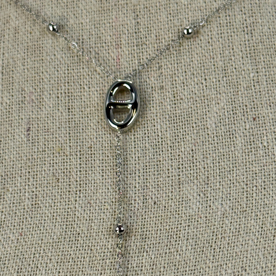 Y-Halskette aus silberfarbenem Edelstahl – verstellbare Kette mit Ankerkettenanhänger.