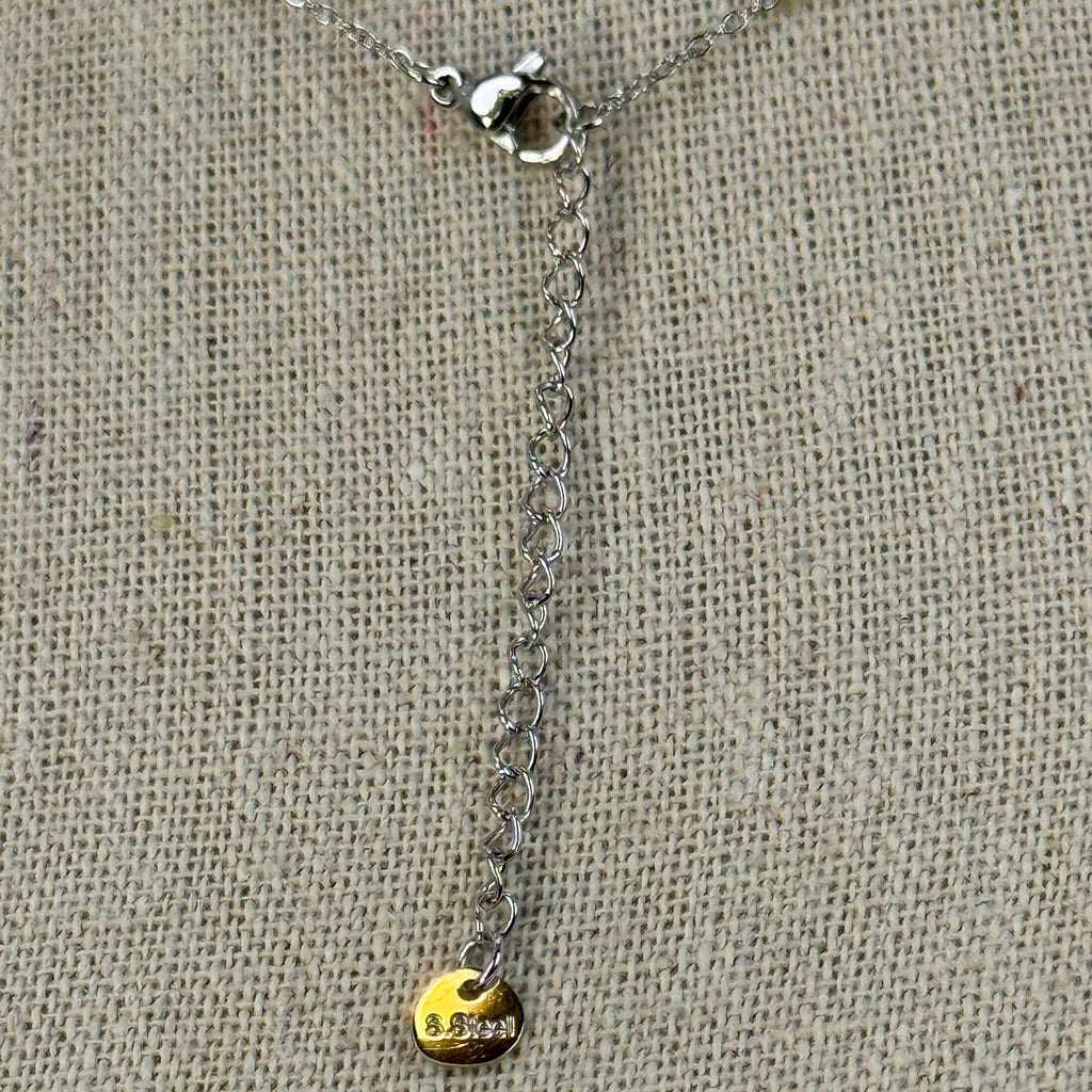 Collier Y argenté en acier inoxydable – Chaîne réglable avec pendentif chaîne d'ancre.