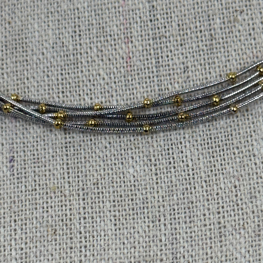 Collier multi-rangs acier inoxydable argent & or – Chaînes perlées élégantes