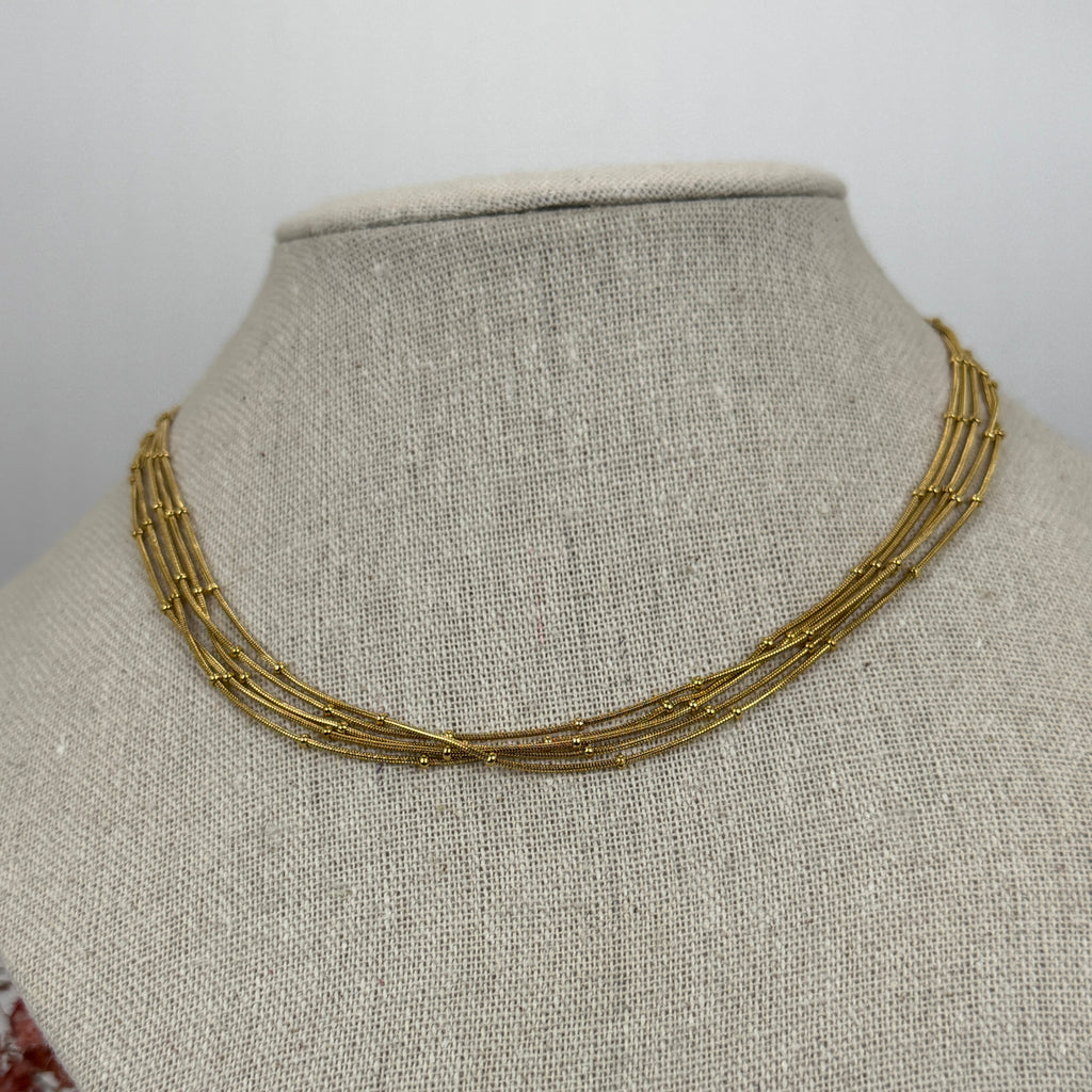 Collier multi-rangs acier inoxydable argent & or – Chaînes perlées élégantes