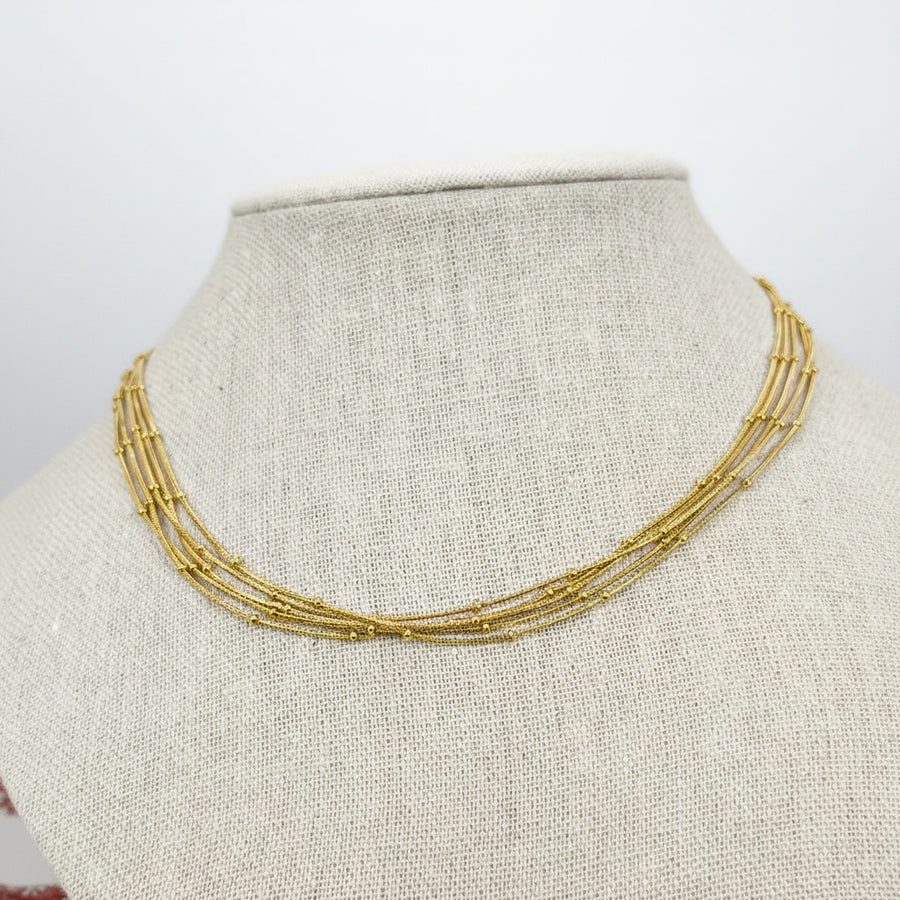 Roestvrijstalen zilveren & gouden multi-layer ketting – Elegante parelkettingen