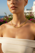 Collier multi-rangs acier inoxydable argent & or – Chaînes perlées élégantes