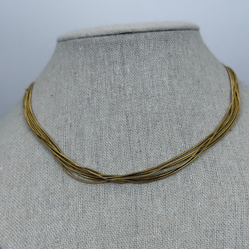 Collier multi-rangs doré en acier inoxydable – Chaînes serpent élégantes