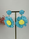 Boucles d’oreilles fleur bleu et jaune diamètre 4cm – L’esprit solaire et bohème de l’été 💙☀️