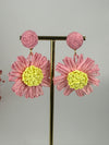 Boucles d’oreilles fleur rose et jaune diamètre 4cm – Douceur bohème et élégance estivale 🌸☀️