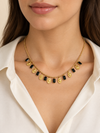 Collier doré à pampilles cœur et ornements facettés en acier inoxydable - 3 coloris
