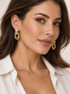 Boucles d’oreilles anneaux ovales entrelacés en acier inoxydable doré – 3,5 cm