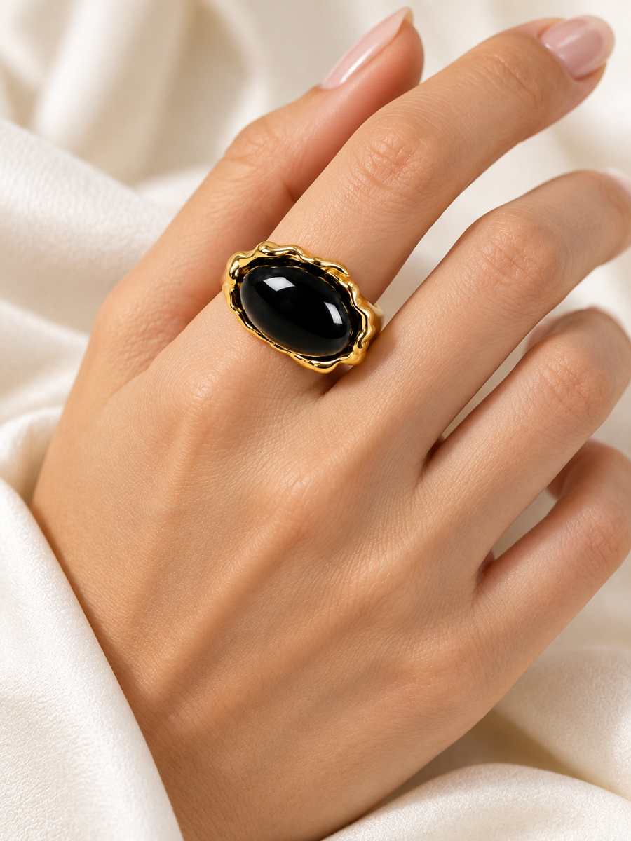 Verstelbare ring met gouden bloemen van roestvrij staal – motief 3 cm
