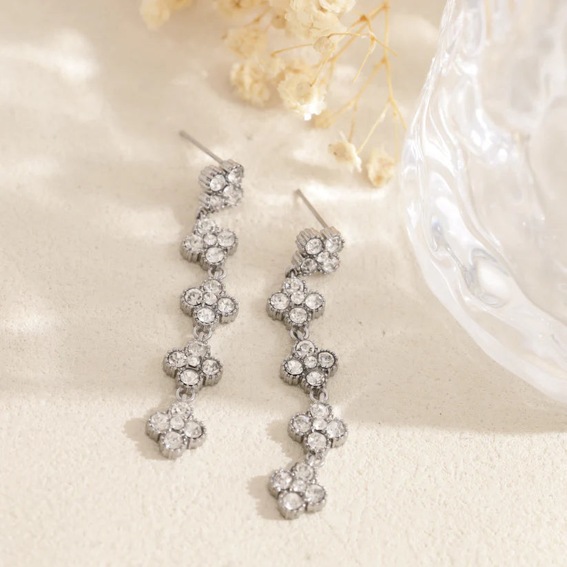 Boucles d’oreilles Chance cristal en acier inoxydable argenté
