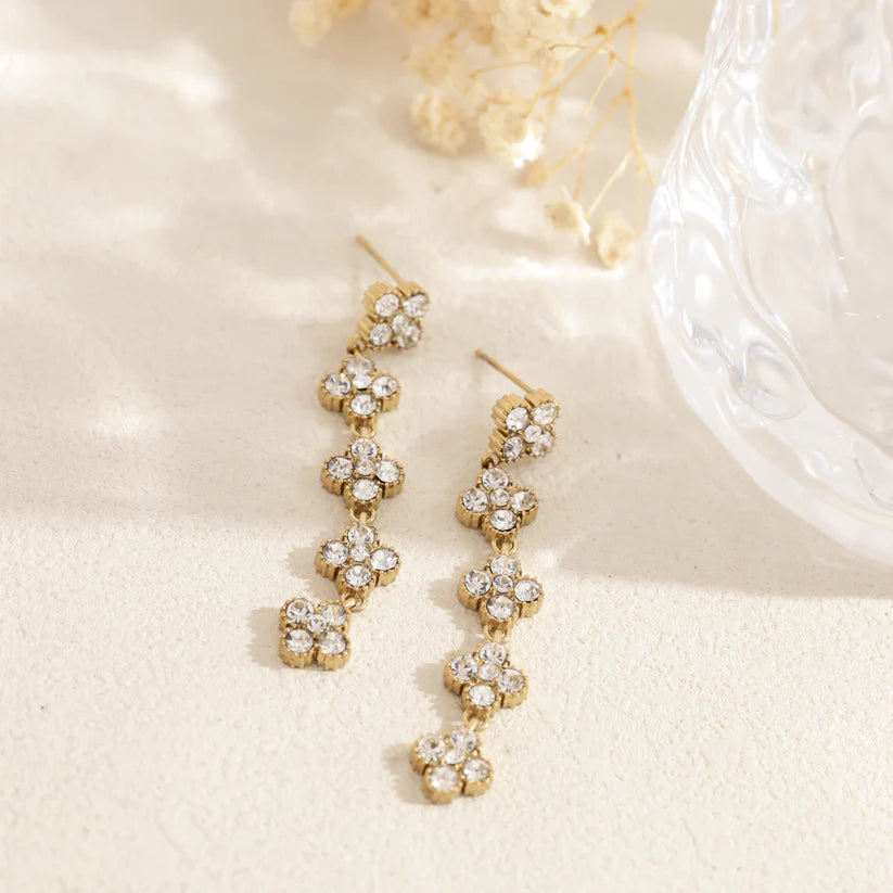 Boucles d’oreilles Chance cristal en acier inoxydable doré