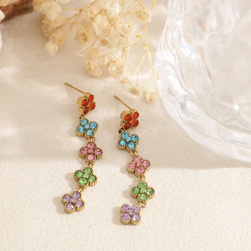 Boucles d’oreilles Chance multicolores en acier inoxydable doré