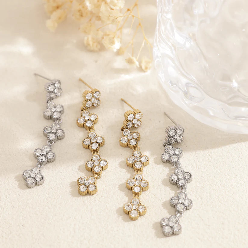 Boucles d’oreilles Chance cristal en acier inoxydable doré