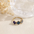Bague Chance bleue en acier inoxydable doré