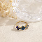 Bague Chance bleue en acier inoxydable doré