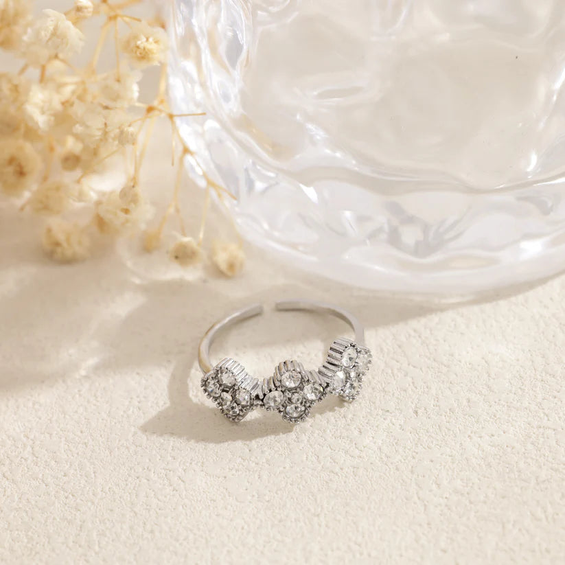 Bague Chance cristal en acier inoxydable argenté