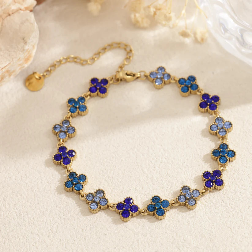 Bracelet Chance bleu en acier inoxydable doré
