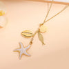 Collier Doré Pendentif Étoile de Mer & Coquillages | Acier Inox