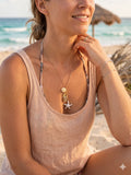 Collier Doré Pendentif Étoile de Mer & Coquillages | Acier Inox
