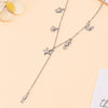 Collier Y charms marins argenté en acier inoxydable