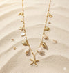 Collier sautoir doré charms coquillages et étoile de mer – acier inox